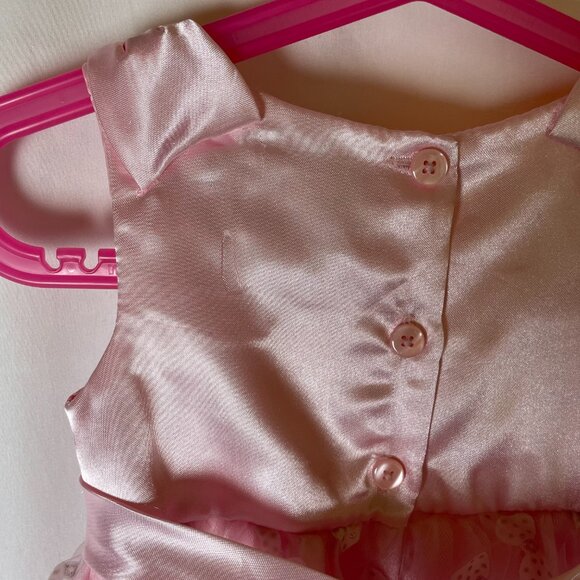 Youngland Girl's 3T Formal Dress Pink Layers Tulle Satin Sparkly Bow Pattern - Picture 6 of 8